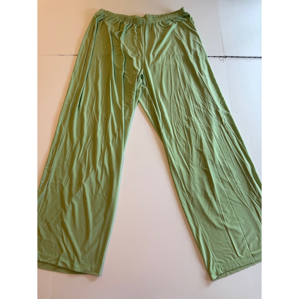 Woman Within Sage Green Wide Leg Elastic Waist Pants Plus Size 20W